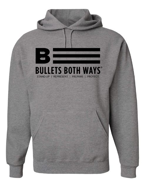 Bullets Both Ways Gray & Black hooded sweatshirt